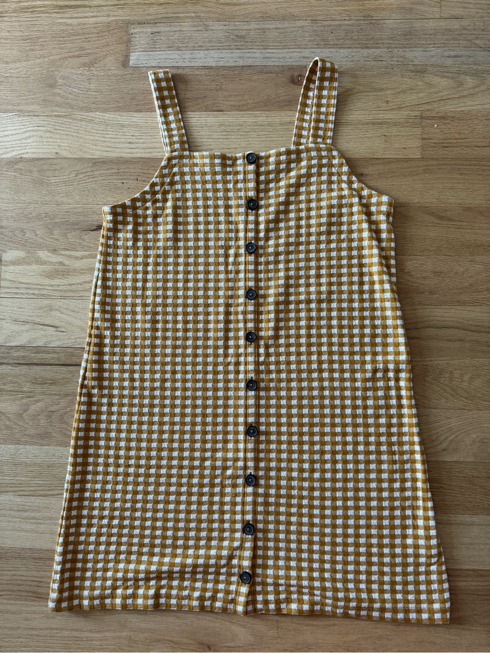 Madewell | Jacquard Button-Front Mini Dress | Yellow Gingham Check